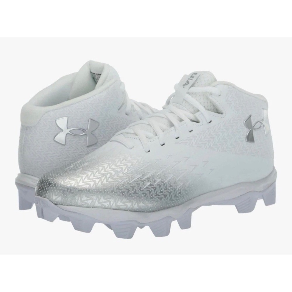 Under Armour UA Spotlight Franchise‎ RM 4.0 Men's Sz 12 Cleats White Silver